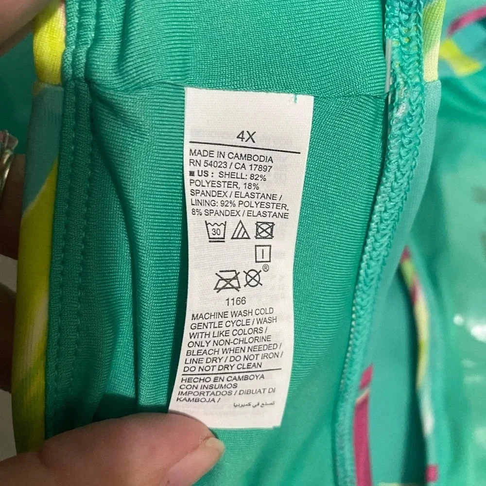 Old Navy Top & Bottom Swim Green Leaves Tropical Bright Colorful Size 4X Bikini